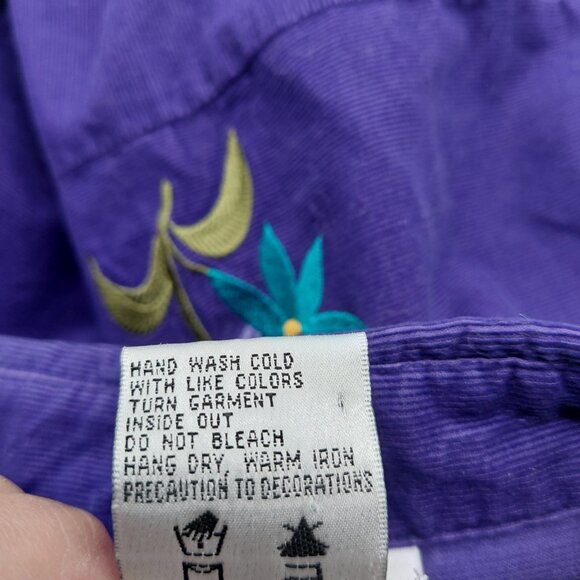 Quacker Factory Womens Corduroy Shirt Size 1X Purple Embroidered Floral - Picture 7 of 9